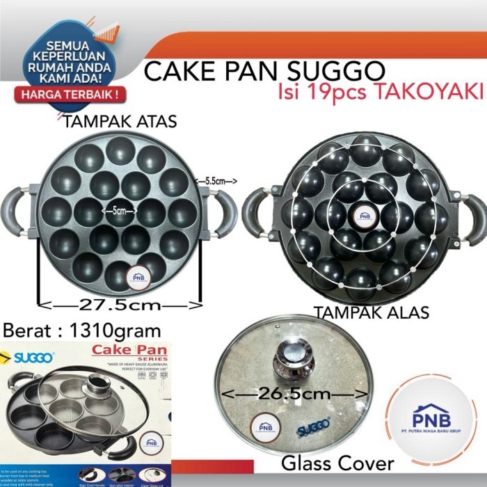 

READY CETAKAN TAKOYAKI SUGGO ANTI LENGKET 19 LUBANG VARIASI ,TEFLON ORIGINAL