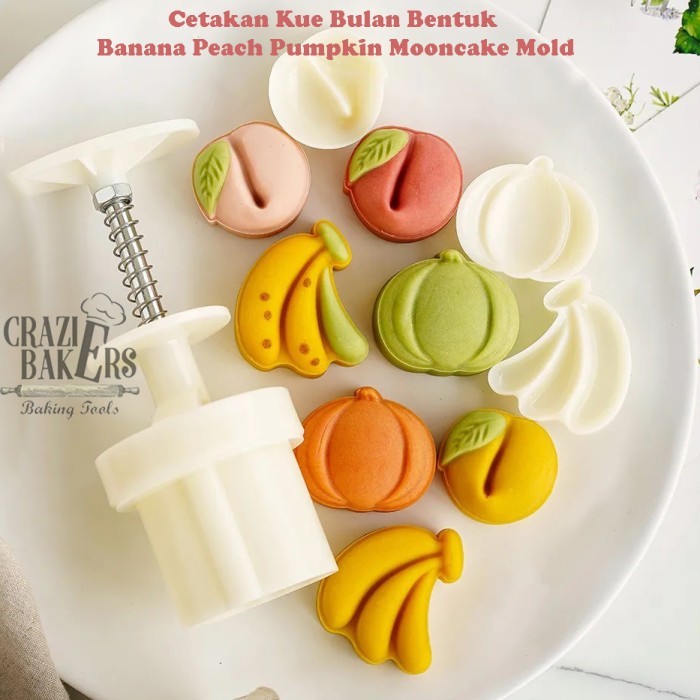 

READY STOCK CETAKAN KUE BULAN BENTUK BANANA PEACH PUMPKIN MOONCAKE MOLD