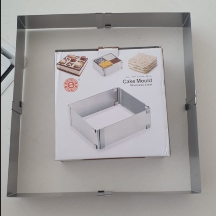 

TERMURAH ADJUSTABLE SQUARE CAKE MOUSSE RING UKURAN 15.5CM - 28CM TINGGI 5CM