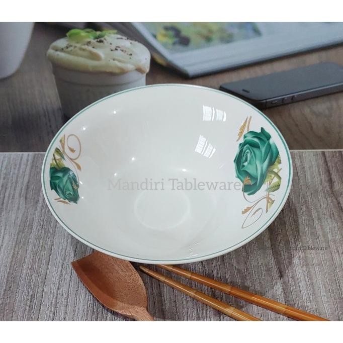 

New 6 Pcs Mangkok Bakso Keramik 7 Inch | Motif Rosenberg Green