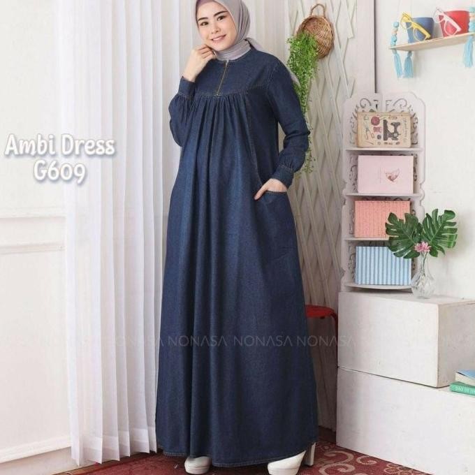 Gamis Jeans Elena Size S M L Xl Xxl / Dress / Baju Muslim / Pakaian Wa Terbaru