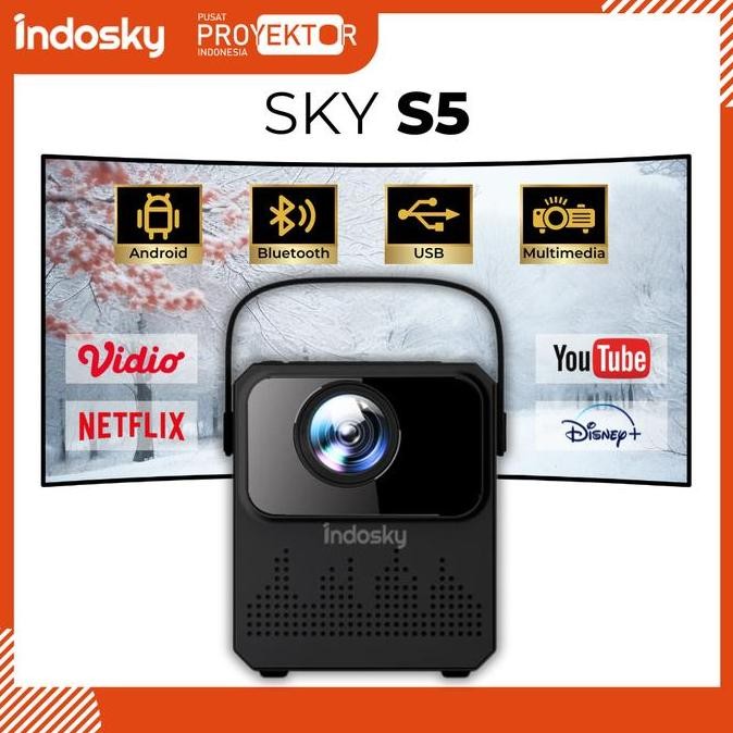 READY PUSAT PROYEKTOR INDONESIA - PROYEKTOR SKY S5 ANDROID LCD PROYEKTOR BLUETOOTH 180 ANSI