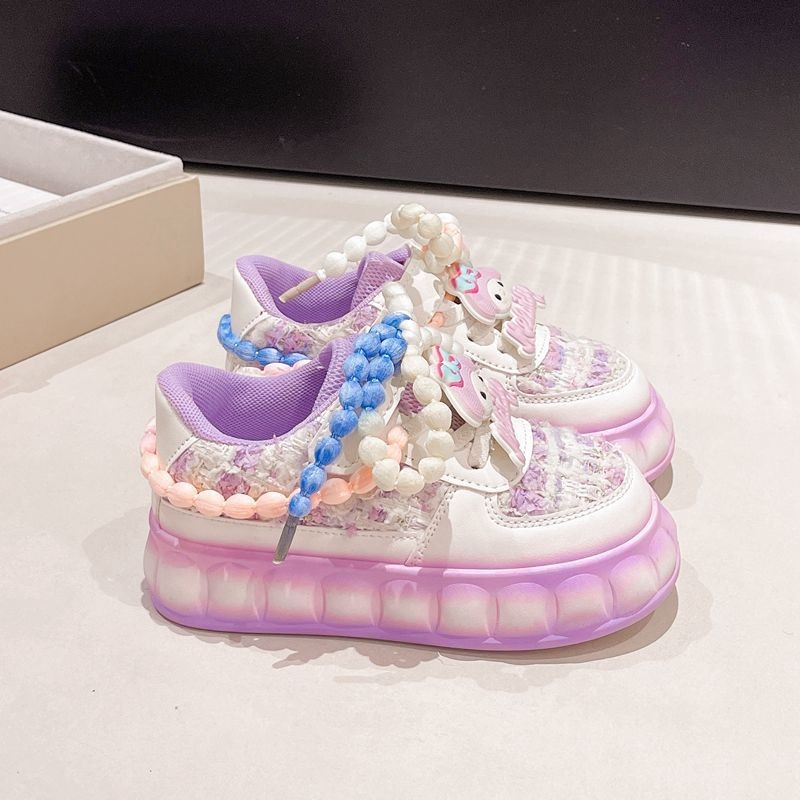 Dopamine Girls' Casual Sneakers Ugly Cute Big Head Thick Sole Bread Kuromi Sneakers