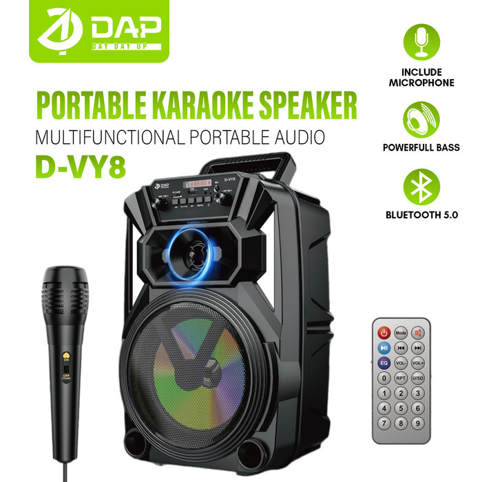 Dap Speaker Bluetooth D-Vy8 Karaoke Free Mic - 8 Inchi / Salon Aktif