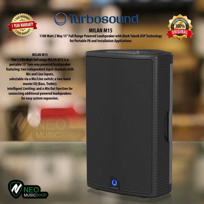 Turbosound Milan M15 1100 Watt 15" Full Range Powered Speaker