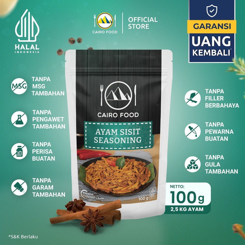 

Bumbu Ayam Sisit Sehat – Tanpa MSG, 100% Rempah Murni | Cairo Food - 100 gram