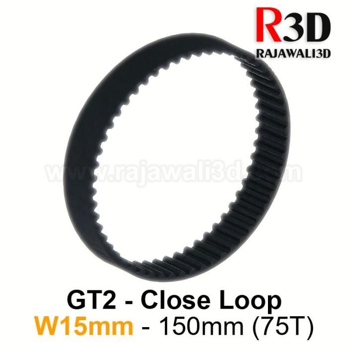 Timing Belt GT2 Lebar 15mm Close loop gigi 75T L 150mm