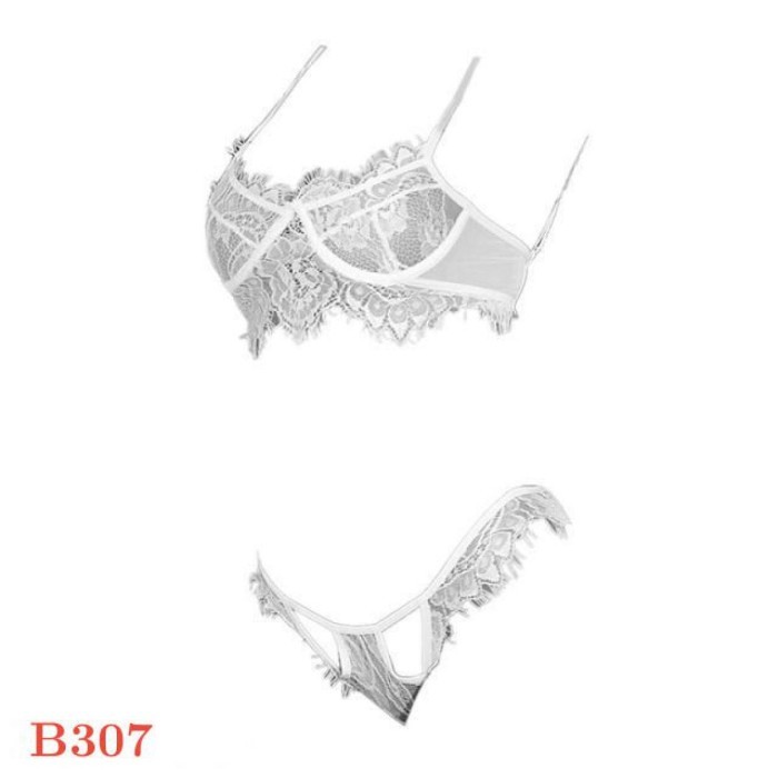 B307 Bra Set Sexy Bikini Bh Kawat Transparan Celana Dalam Hot Putih