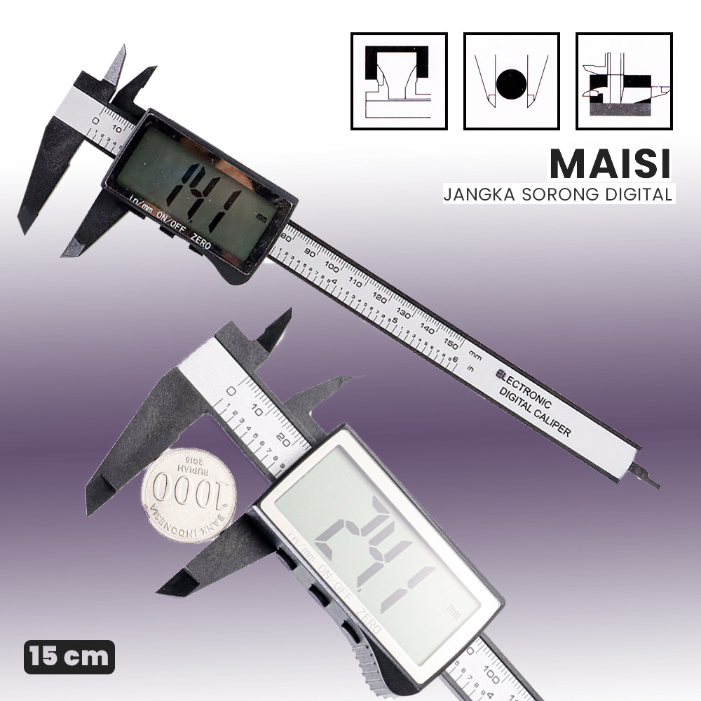 

Terbaru Maisi Jangka Sorong Digital LCD Vernier Caliper 3 Buttons 150mm - SH20