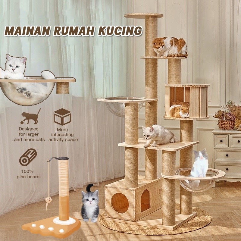 MAINAN RUMAH KUCING /CAT TOWER /CAT CONDO /PREMIUM RUMAH KUCING /CAT RUMAH VILLA KANDANG KUCING