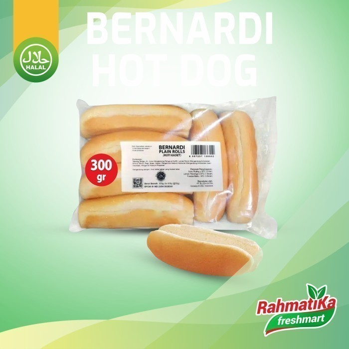 

Roti HotDog Bernardi Plain Rolls Isi 6 Pcs 300 gram