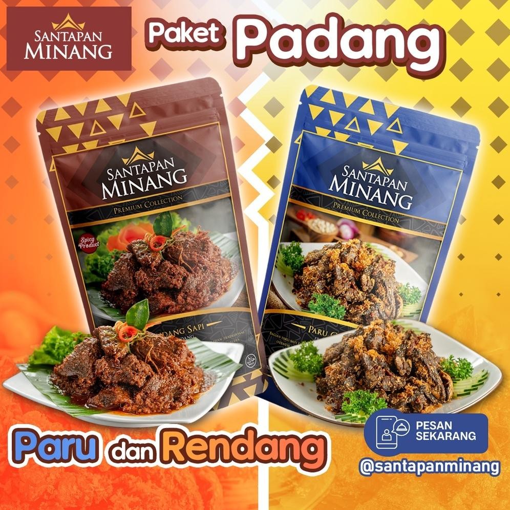 

Paket 2 Pack Rendang Sapi & Paru Goreng By Santapan Minang / Asli Khas Padang / 100% Halal