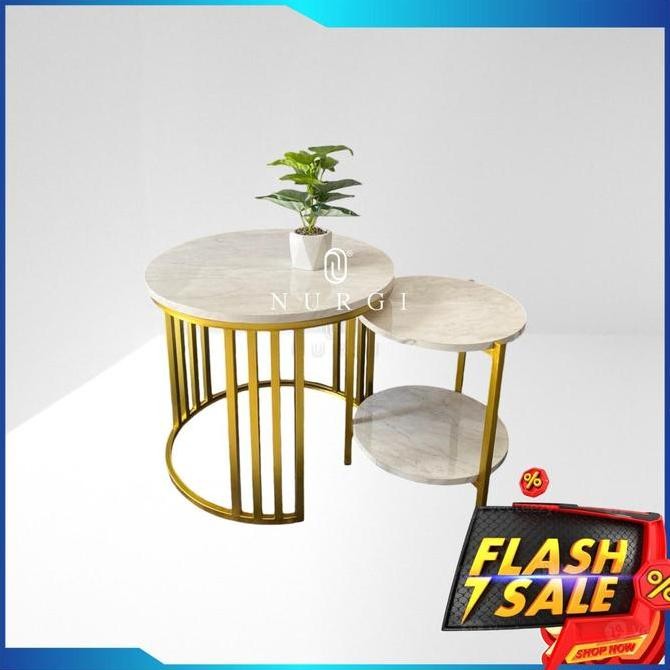 MEJA TAMU MINIMALIS BULAT COUPLE GOLD NG-003 Furniture Table Besi furniture ruang tamu/meja tamu aes