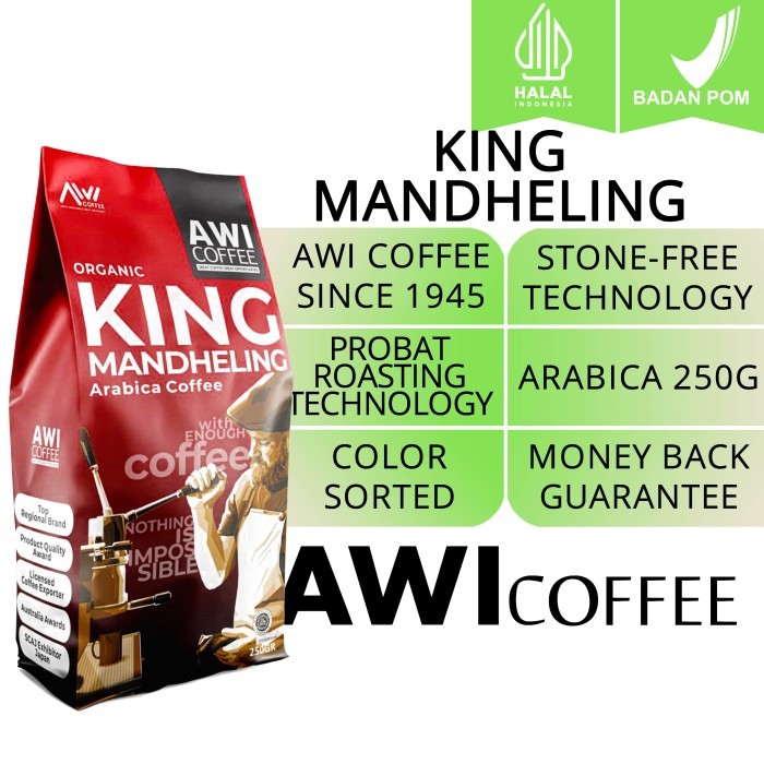 

Awi Coffee King Mandheling 250Gr BijiRoasted ArabicaSpecialty Grade