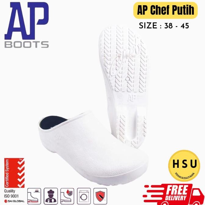 sepatu sendal Chef AP pria wanita / sepatu dapur murah meriah PUTIH KALI