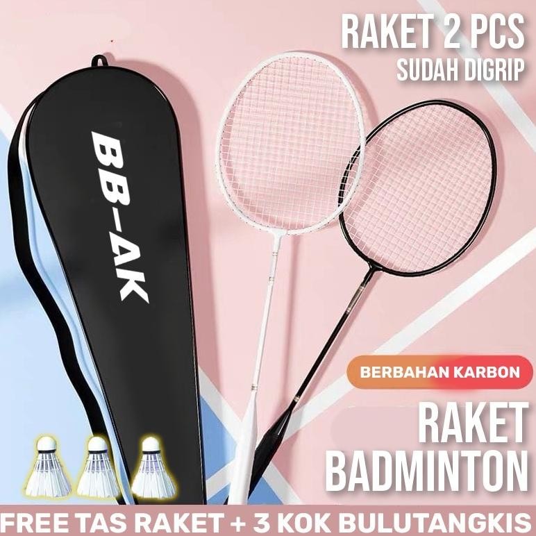 ORIGINAL BBAK Raket Badminton Raket Bulu Tangkis Isi 2 Bahan FULL CARBON Berkualitas Olahraga Badmin