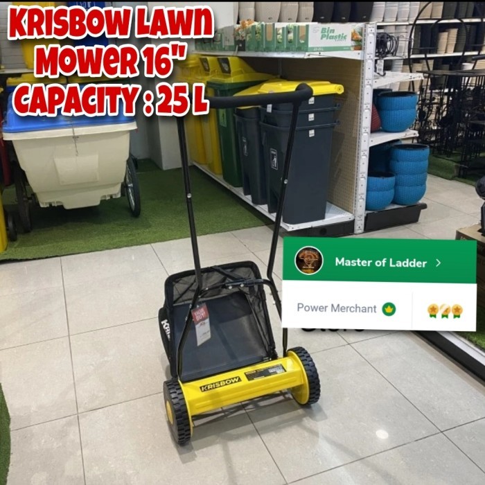 Krisbow Alat Potong Rumput Dorong Manual 38 Cm