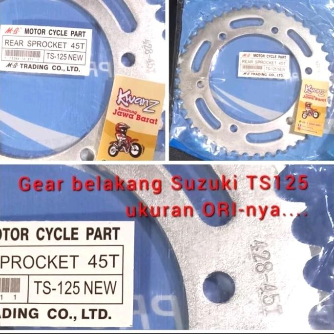 gear belakang Suzuki Ts125 ukuran 45 gear tromol Suzuki TS125 gear tromol belakang Suzuki Ts125 gigi