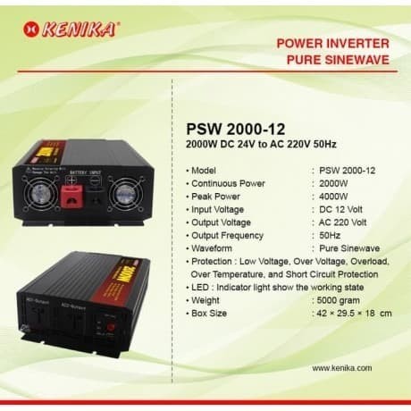 KENIKA POWER INVERTER PURE SINE WAVE 2000W 12 V - KENIKA PSW 2000-12DC