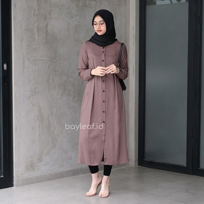 Bayleaf.id Azalea Basic Midress Rayon / Midi Dress Busui Wanita / Midi Dress Tunik Rayon