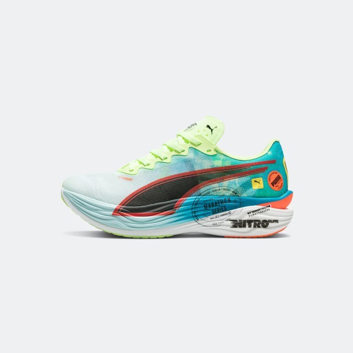 Sepatu Running Puma Deviate Nitro Elite 3 Marathon Series Ni - Nitro Blue/Fizzy Apple Best Seller
