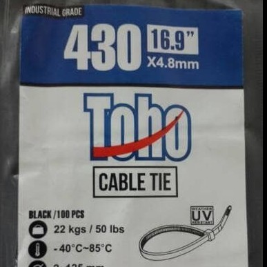 

Toho Cable Kabel Tali Ties Tie Tis 4.8 mm x 430 isi 100 PUTIH HITAM