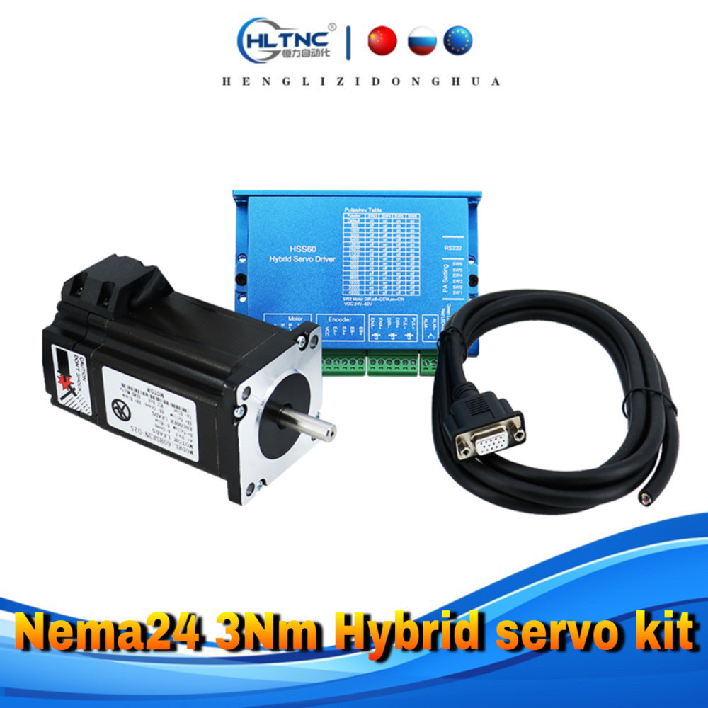 LAKO nema24 3NM Hybrid servo kit EN 60HSE3N-D25 +HSS60 Closed loop stepping motor drive +2M code lin