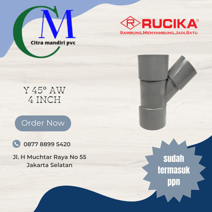 Fitting PVC Rucika Y 45 AW 4 X 4 - Y Branch - Y 45 AW