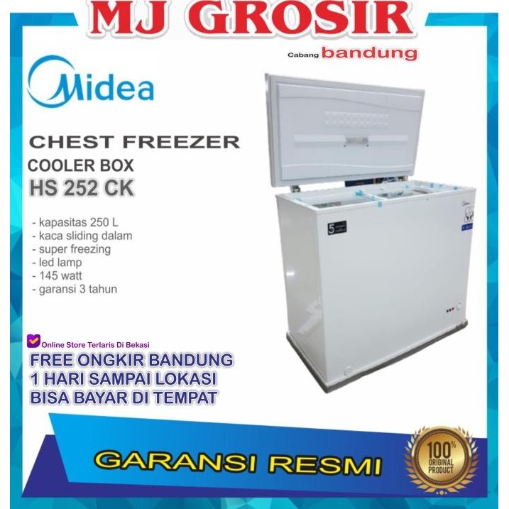 Promo MIDEA HS 252 CK CHEST FREEZER BOX HS252CK LEMARI PEMBEKU 200 LITER COD