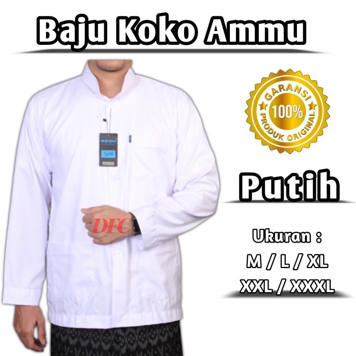FQ985 Baju Koko Ammu Putih Baju Koko Ammu Collection Baju Koko Pria Dewasa NEW