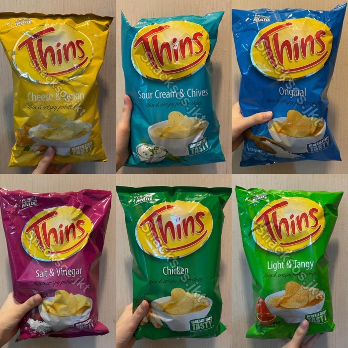

MURAH THINS POTATO CHIPS ORIGINAL/SOUR CREAM/SALT VINEGAR/CHEESE/CHICKEN