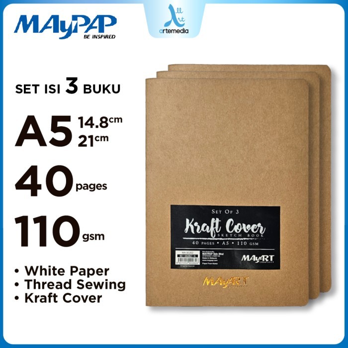 

Buku Sketsa MayPap Sketchbook Kraft Cover Set 3