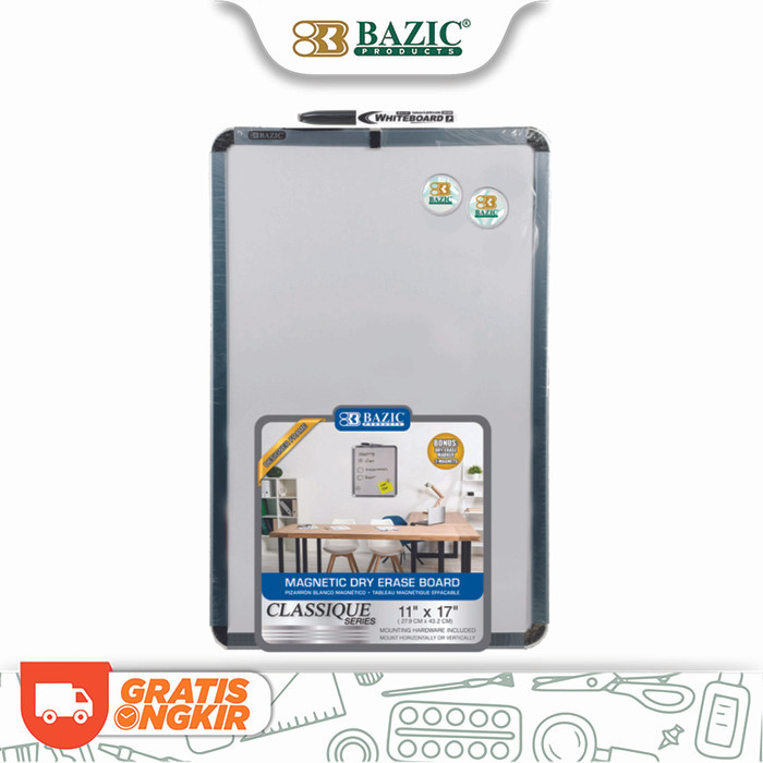 

Bazic Magnetic Dry Erase Board 11"x17" - Papan Tulis Magnet
