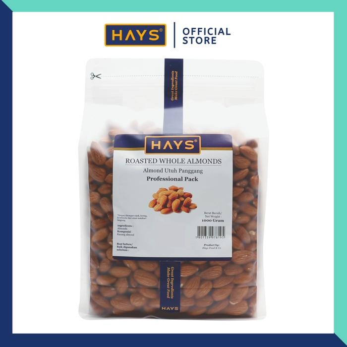 

Kacang Almond Panggang Utuh 1Kg / Roasted Almond Whole 1Kg Hays Food Snacks