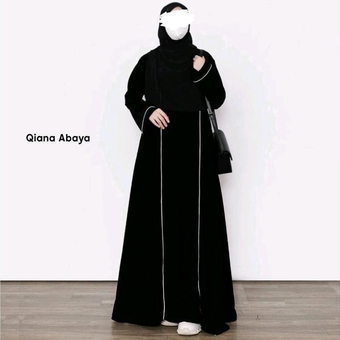 Abaya Hilma Premium Gamis Arab Muslimah Abaya Hitam Simple Crinkle Airflow Abaya Lis Putih Termurah