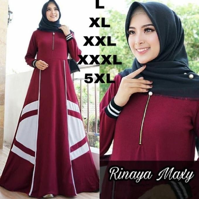 Gamis Jumbo Terbaru Rinaya L Xl Xxl Xxxl 4Xl Ld Up To 140 Terbaru