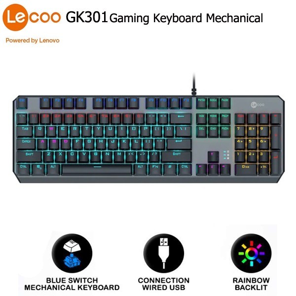 Gaming Keyboard Mechanical RGB Lecoo GK301 Full Size Keyboard Wired USB