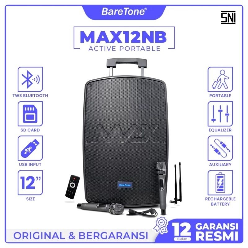 Baretone Speaker Portable MAX 12NB Speaker Baretone Bluetooth 12inch