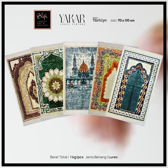 Sajadah Turki Lipat Lembut Yakar Lurex 70x110