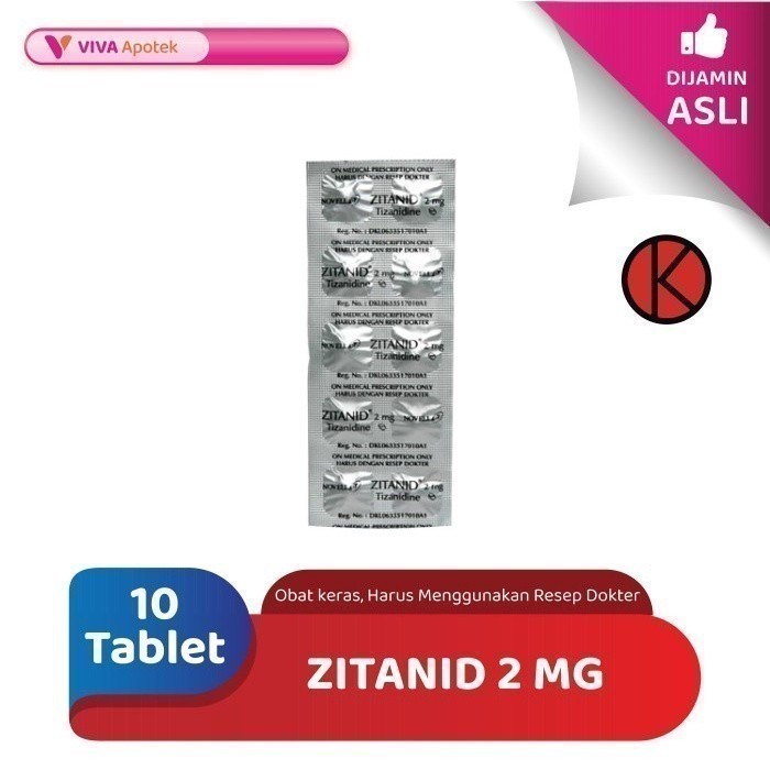 Zitanid 2 mg / Tizanidine HCl / Kejang Otot (10 Tablet)