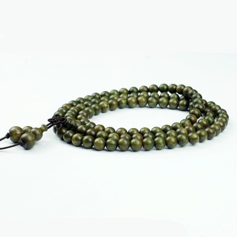 Kayu Cendana Hijau Kayu Agarwood Kayu Cendana108Gelang Manik-manik dengan Manik-manik Buddha