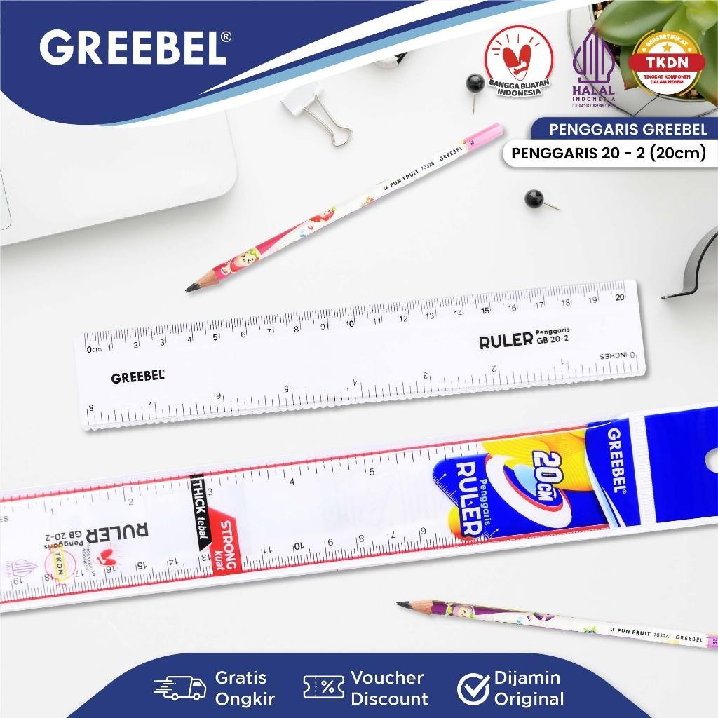 

GREEBEL Penggaris Plastik / Alat Ukur / Penggaris Panjang / Plastik Ruler 20CM-2