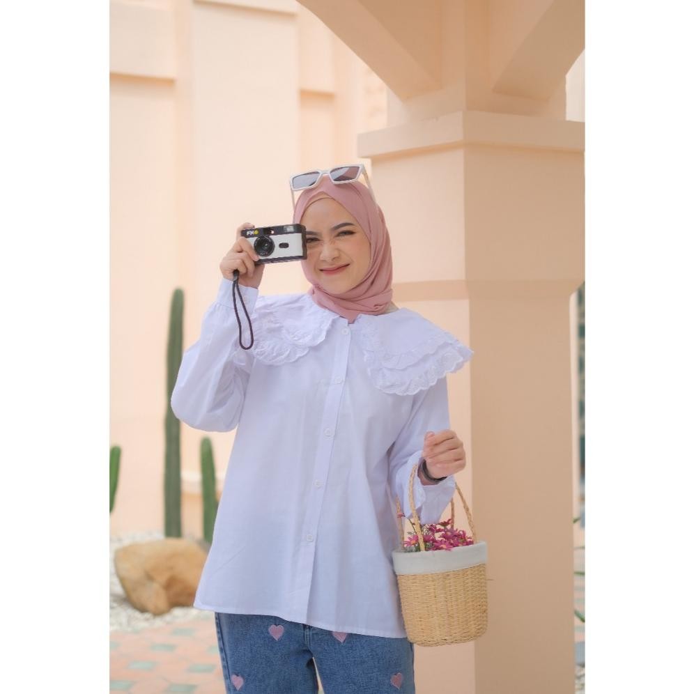 HILINA SHIRT - Kemeja Wanita Full Kancing Bahan Adem & Trend Kekinian