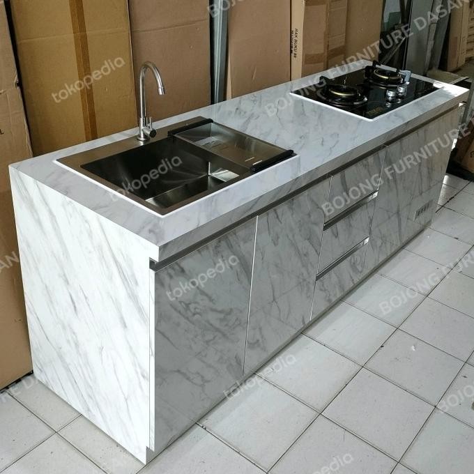 kitchen set bawah minimalis dapur + kompor tanam + sink wastafel [terbaik]
