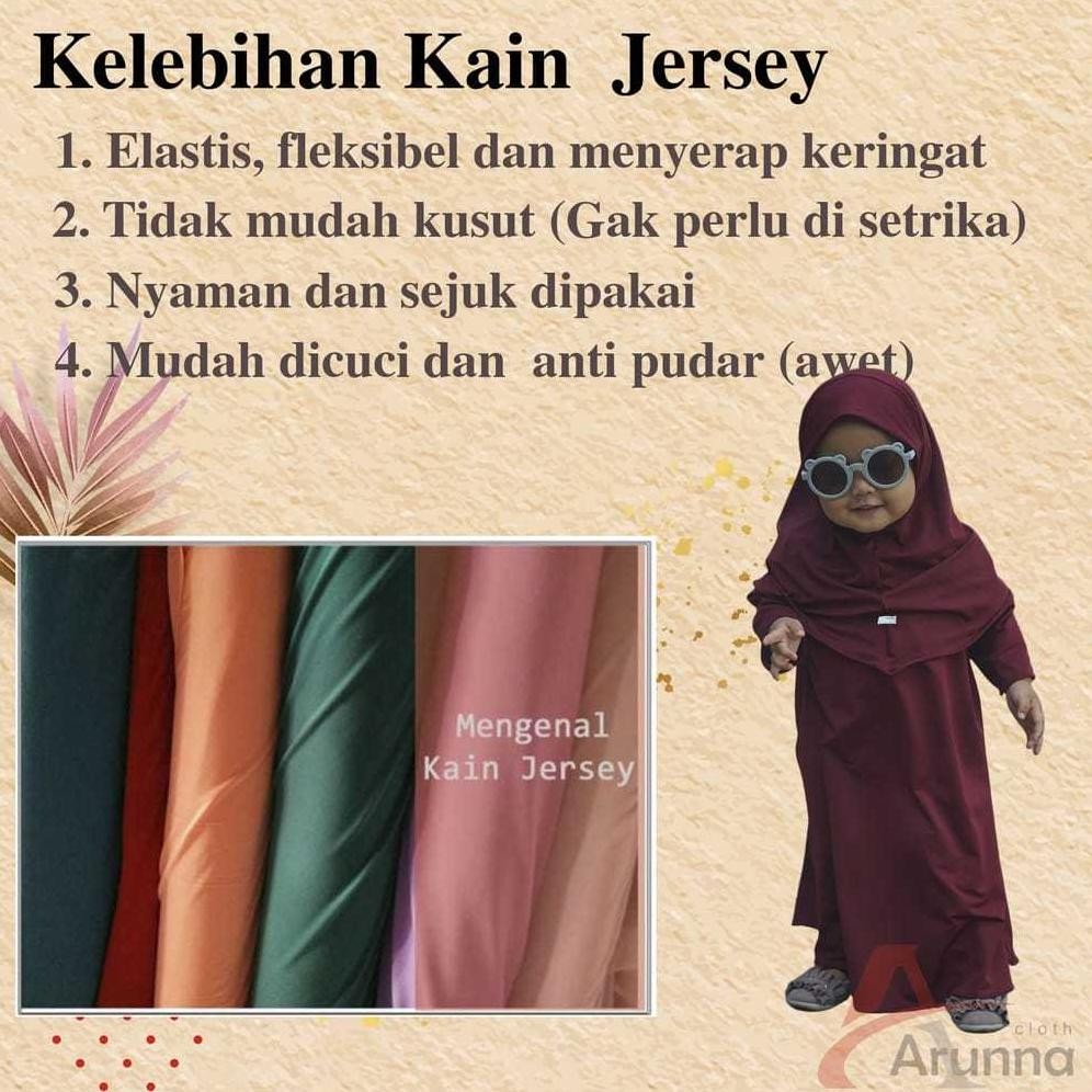 HK Baju Lebaran Anak Perempuan 2025 Gamis Abaya Jersey Set Hijab Syar'i Umur 1 - 9 Tahun Model Terba