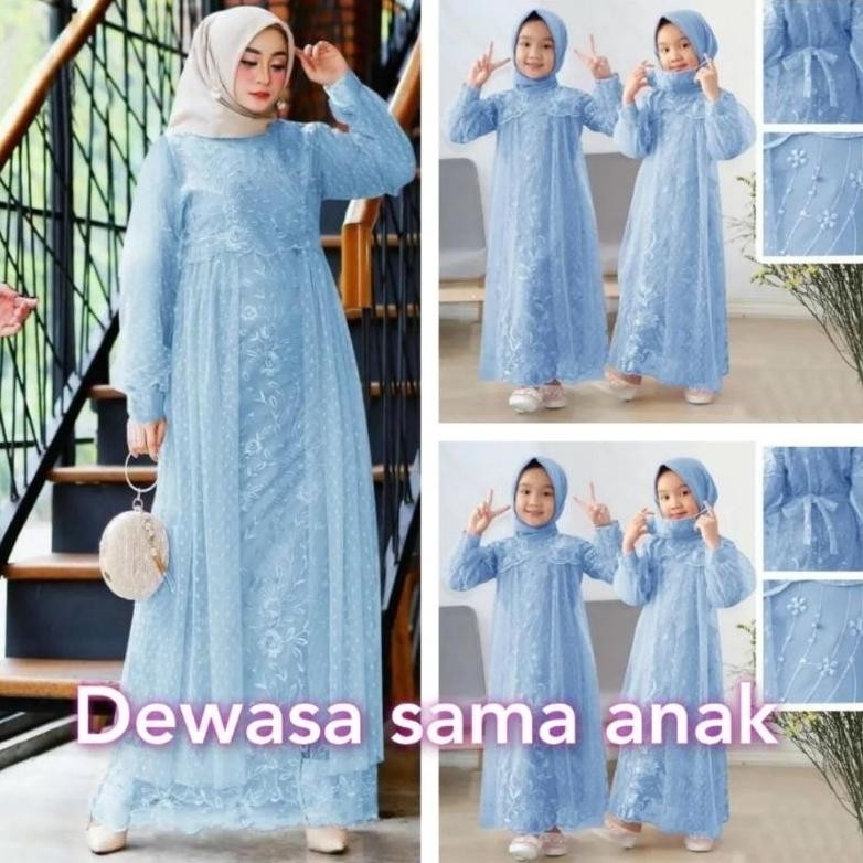 HK gamis Liana kid dan dewasa / gaun pesta ibu dan anak / gamis ibu dan anak / couple ibu anak TERLA