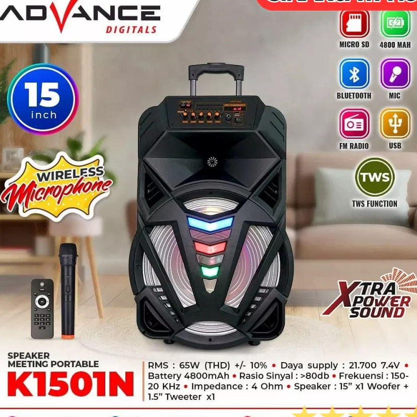 Speaker Meeting Portable Advance 15 inch Free Mic Wireless K1501 K1502 K1504 K1506 K1507 K1508 K1512