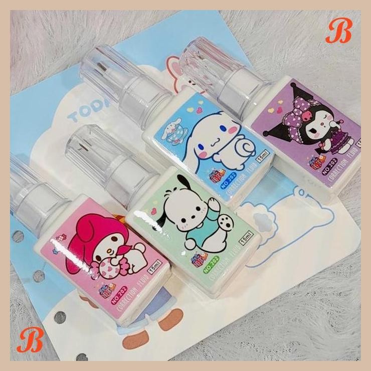 

| KK | TIP-EX CAIR SANRIO 15 ML CUTE LUCU READY 4 VARIANT KUROMI MELODY CINNAMOROLL / TIP-EX CAIR SANRIO UNIK IMUT PERLENGKAPAN SEKOLAH ANAK KEKINIAN BEST QUALITY BISA GROSIR DAN COD