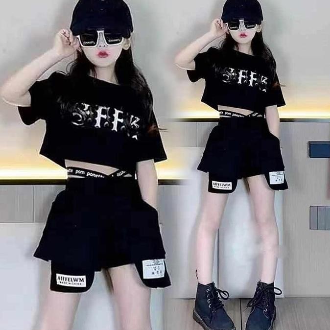 Promo Setelan Anak Perempuan Casual Korean Style Hip Hop Crop Top Dance