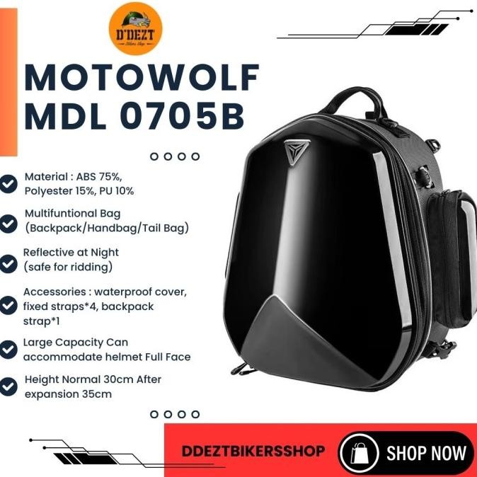 Motowolf MDL 0705B Tail Bag Motowolf Tas Helm Tas Belakang Seat Bag Motor Waterproof Touring Multifu